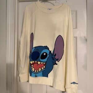 Disney Cream Sweatshirt with Blue & Purple Stitch Graphic